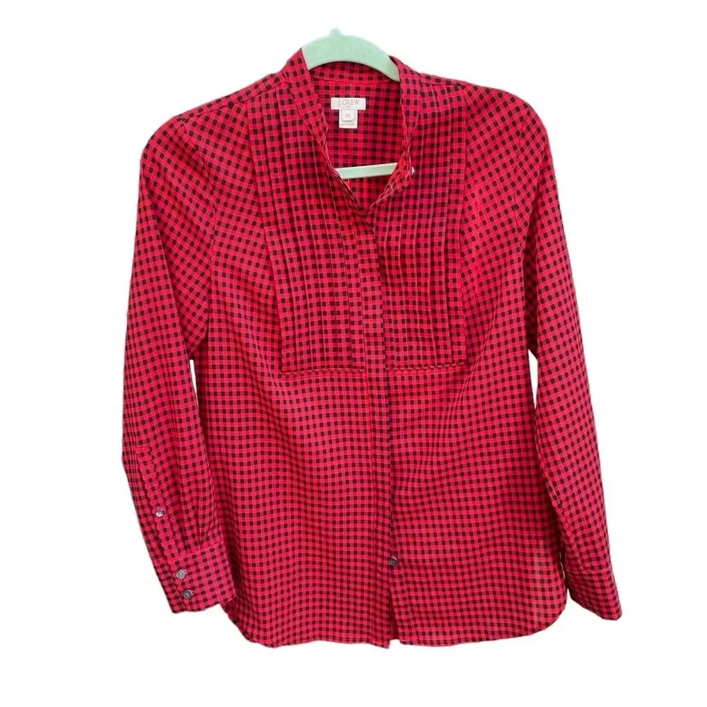 J.CREW GINGHAM TUXEDO BLOUSE